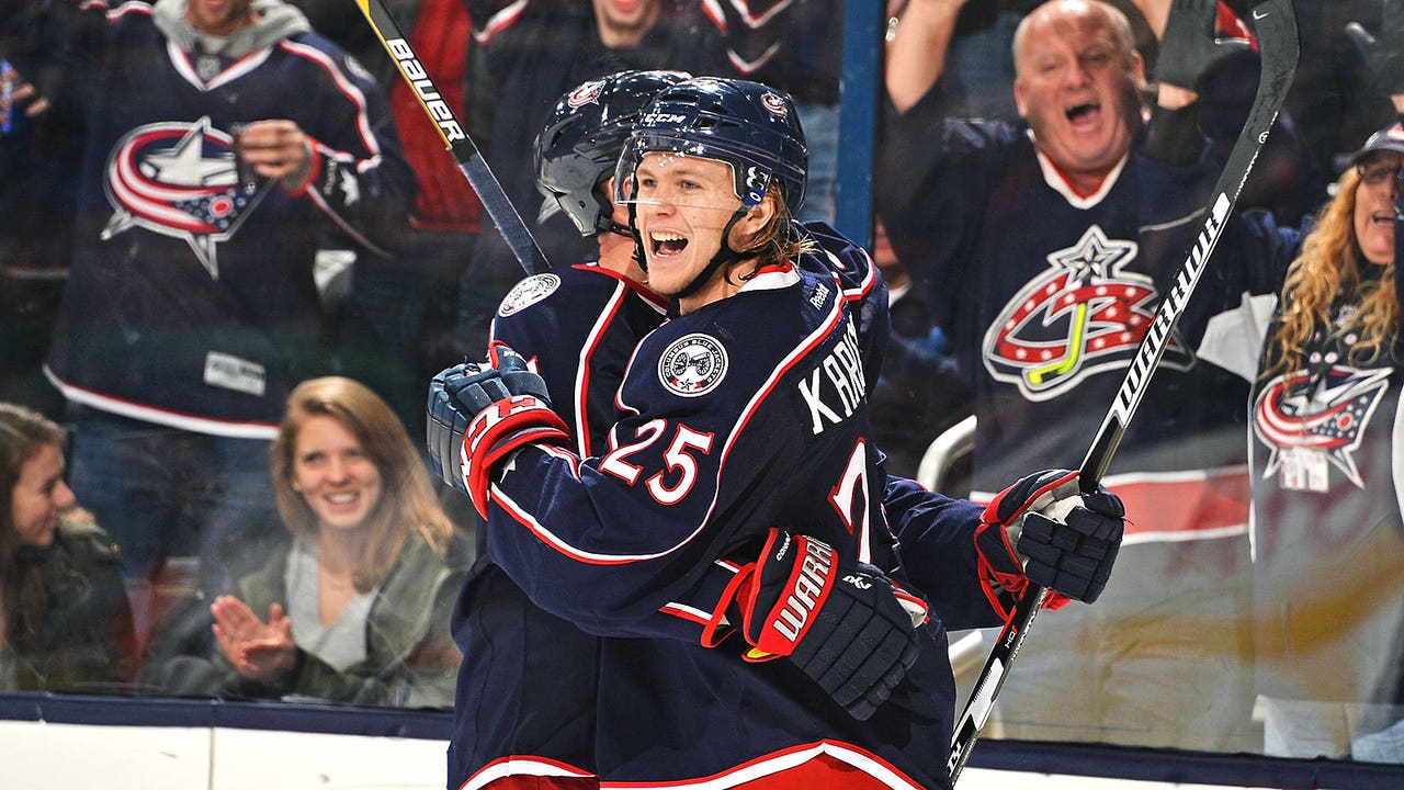 Karlsson's first two goals help Blue Jackets finally get home win